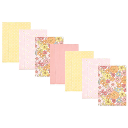 Bavoirs rotisseurs en flanelle de coton unisexe Hudson Baby, motif Peace Love Flowers, paquet de 7, taille unique