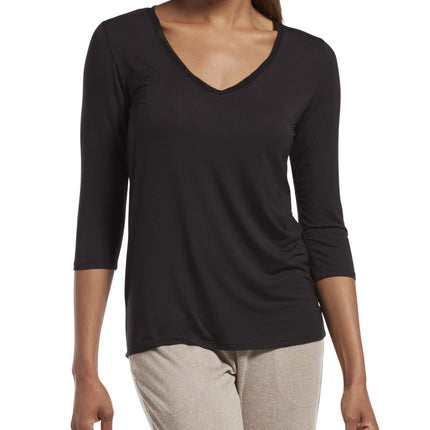 HUE Women's 3/4 Sleeve V-Neck Sleep Tee Night Shir