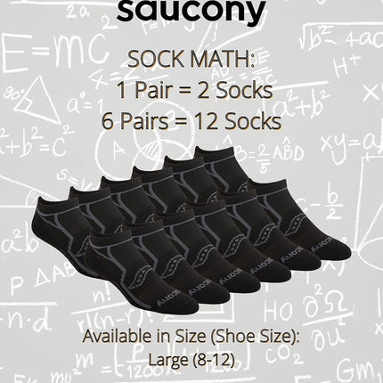Saucony RunDry Men's Bolt Performance Socks Available in Sizes M - XXL (6, 12 or 18 Pairs), Black, Anthracite, Assorted (6 Pairs), L
