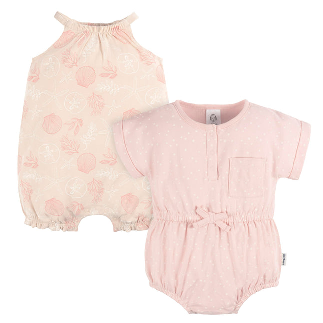 Gerber Baby Girls Sleeveless and Short Sleeve Romp