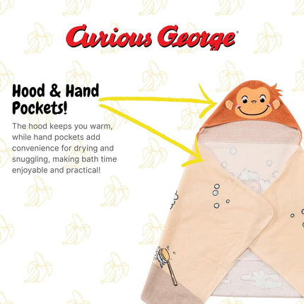 Curious George Monkey Kids Super Soft Bath/Pool/Beach Soft Cotton Terry Hooded Towel Wrap, 24 in x 50 in, Mario & Luigi, (100% Officially Licensed Product) By Franco