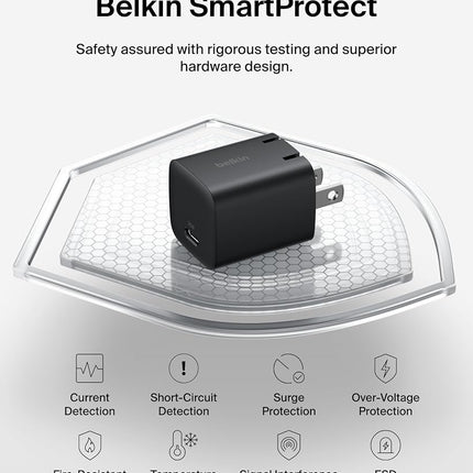 Belkin USB C Charger Block 25W (2 Pack) USB C Cable Included - PD3.0 PPS Fast Charging for Samsung Galaxy S25, S24, Apple iPhone 17, Air, Pro, Pro Max, Google Pixel 10, Nintendo Switch, etc - Black