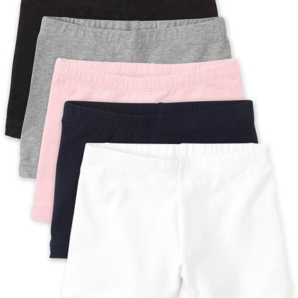 The Children's Place Girls' Cartwheel Shorts, Black/Grey/Pink/Tidal/White 5-Pack, Large