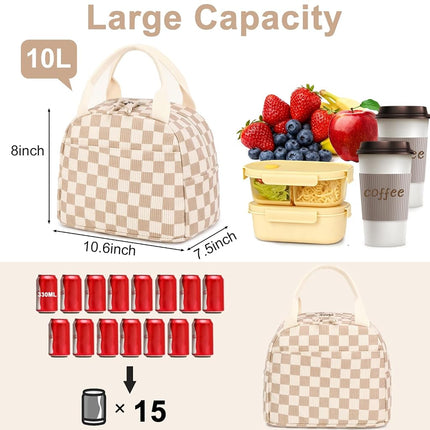Bluboon Lunch Bag for Women Men Cute Corduroy Lunch Tote Bags Reusable Insulated Lunch Box Large Capacity Reusable Insulated Cooler for Work Picnic or Travel