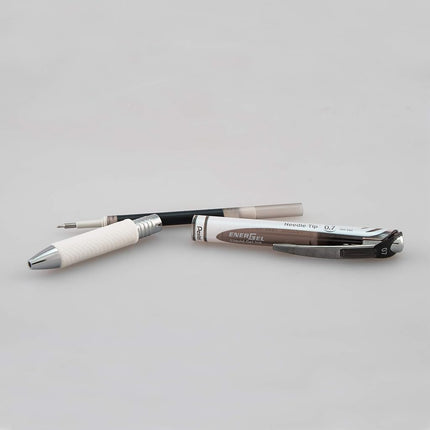 Pentel EnerGel RTX Pearl Retractable Liquid Gel Pen, (0.7mm) Medium Line, Needle Tip, Black Ink, 12 pack (BLN77PW-A)