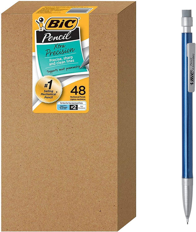 BIC Xtra-Precision Mechanical Pencil, Metallic Barrel, Fine Point (0.5mm), 48-Count Pack (WX7AZ668-A-BLK) (Pack of 12, 576 Count Total)