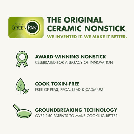 GreenPan Dover 8� 10� and 12� 3 Piece Frying Pan Skillet Set, Non-Toxic PFAS-Free Ceramic Nonstick Coating, Sear Saute Fry Egg Omlete, Dishwasher & Oven Safe, Stay Cool Handle, Easy Pour Rims, Gray