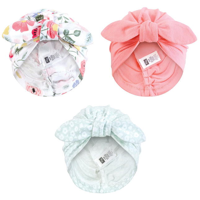 Hudson Baby Infant Girls Turban Cotton Headwraps, 