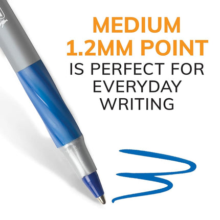 BIC Round Stic Grip Xtra Comfort Ball Pen, Medium Point (1.2 mm), Blue, 12-Count