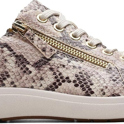 Clarks Women's Sneaker, Snake Print, 3.5 UK Wide