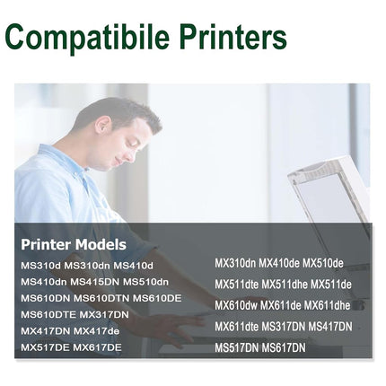 Unidad de imagen 50F0Z00 - Repuesto para impresoras Lexmark MS310d, MS310dn, MX310dn, MS410dn, MX410de, MS415dn, MX417de, MS510dn (1 paquete negro)