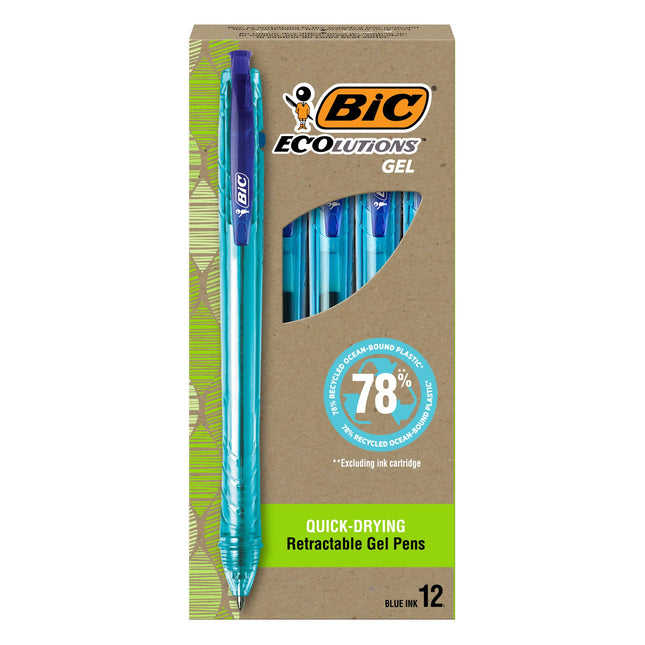 BIC Ecolutions Ocean-Bound Plastic Gel Pens, Mediu