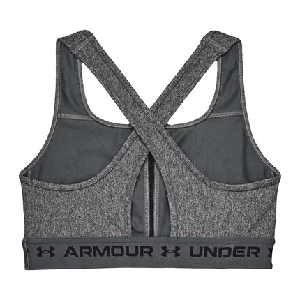 Under Armour Womens Mid Crossback Medium Impact Sports Bra Charcoal Light Heather 12 M