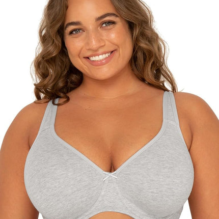 Fruit of the Loom Women's Fit for Me Collection: Plus-Size Unlined Underwire Bra-Cotton Comfort & Pinch-Free Straps Full Coverage, Opaque, Grey, 46C