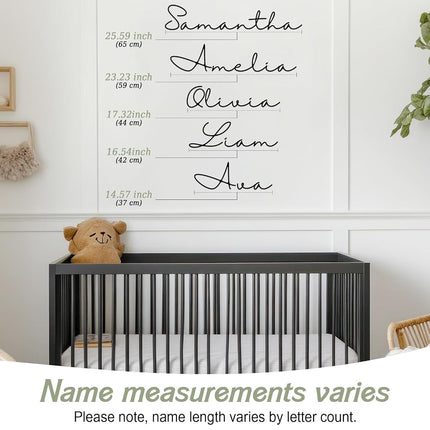 BOAO Personalized Name Wall Decal Large Cursive Letter Stickers Alphabet Custom Name Stickers Nursery Wall Decal for Bedside Bedroom Classroom Home DIY Crafts(Elegant,Black,Regular)