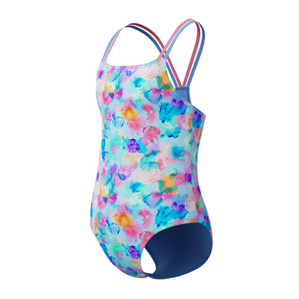 Speedo Girl's UV Protection Swimsuit One Piece Thin Straps - Watercolor Garden, Size 14