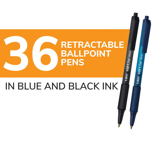 BIC Crayon Bille Rétractable Soft Feel, 1 mm, Noir/Bleu, (BICSCSM361AST) par BIC