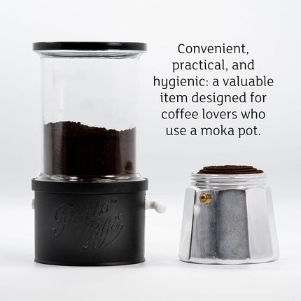 Lavatelli ProntoCaffè Black Coffee Powder Container and Dispenser with Dispenser for Coffee Machines up to 12 Cups, Interchangeable Tin with 10 cm Tin, Compatible with Italian Mocha