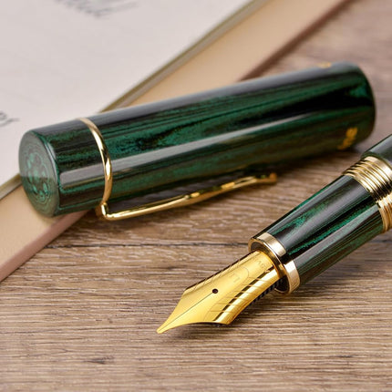 Asvine C2000 Germany Cumberland Ebonite Fountain Pen#8 Stub Nib 1.1mm Calligraphy Art Drawing Unique Pattern Pen with Converter Pen Box Collection Set- Green
