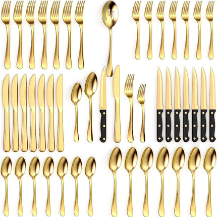 Tribal Cooking 49 Piece Gold Silverware Set - Serv