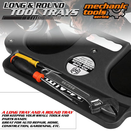 M-AUTO Rolling Knee Creeper Durable Knee Pads with Full 360 Degree Turn Casters and Tool Tray, Garage Kneeling Pads on Swivel Castors for Home Workshop Auto Repairing Maintaining, Black
