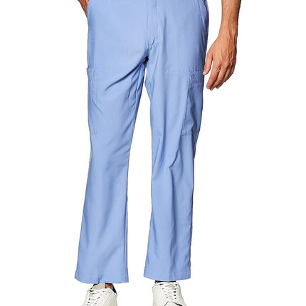 WonderWink Men's Flat Front Cargo Pant, Ceil Blue,