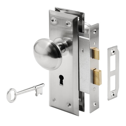 Prime-Line Products E 2330 Keyed Mortise Lock Set, Satin Nickel Finish