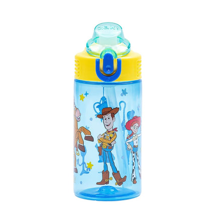 Zak Designs Disney Pixar Toy Story Sage Kids Water Bottle For School or Travel, 16oz Durable Plastic Water Bottle With Straw, Handle, and Leak-Proof, Pop-Up Spout Cover (Woody & Friends)