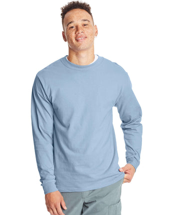 Hanes Men's Long-Sleeve Beefy-T Shirt, Light Blue,