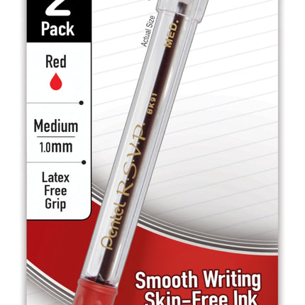 Pentel R.S.V.P. Medium Ballpoint Pens 2/Pkg-Red