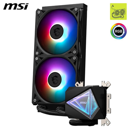 MSI MAG CORELIQUID I240 AIO CPU Liquid Cooler - Enlarged Copper Cold Plate, ARGB Blockhead & LDB Fans, Dual-Chamber Water Block, Split-Flow Radiator, Mystic Light Supported - Intel & AMD Compatible