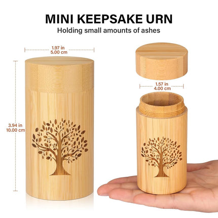 Small Urns for Human Ashes Keepsake with Tree of Life Pattern,Small Cremation Urns for Human Ashes Adult Male Female,Bamboo Scattering Tubes for Human or Pet Ashes,Hold Up to 7.5 Cubic Inches,Set of 2