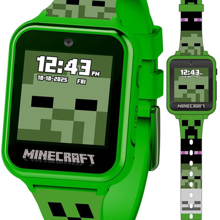 Minecraft Children's Smart Watch, Interactive Watch with LED Display with 10 Personalized Dials, Games, Camera, Alarm, Pedometer and More, Funny Technology Gift for