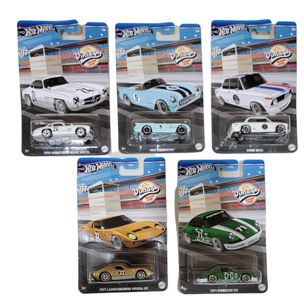 Hot Wheels -Set of 5 Vintage Racing Club 2024 Launch Pack Die Cast Vehicles HRT81-956A
