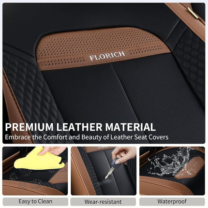 FLORICH Car Seat Covers Front Seats Only, Luxury Leather Seat Covers Universal Anti-Slip Driver Seat Cover, Automotive Vehicle Seat Covers fit for Trucks Vans SUVs Sedans (2 Packs, Coffee)