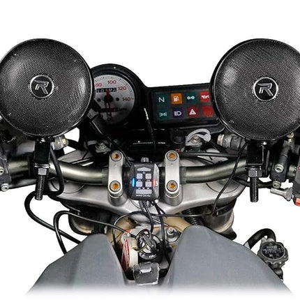 (2) Rockville RockNRide 3" Powered Bluetooth Metal Motorcycle Handlebar Speakers
