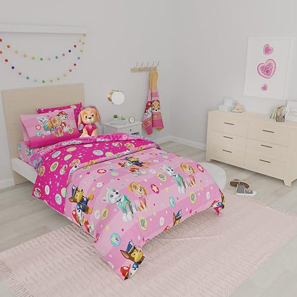 Franco Comforter and Sheet Set with Sham, Microfiber, Paw Patrol Girls, 5 Piece Twin Size
