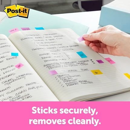 Post-it Message Flags, Sign and Date, 30/Dispenser, 4 Dispensers/Pack, .47 in Wide, Assorted Colors (684-SD) (3 Pack)