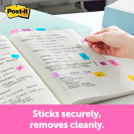 Post-it Message Flags, Sign and Date, 30/Dispenser, 4 Dispensers/Pack, .47 in Wide, Assorted Colors (684-SD) (24 Pack)
