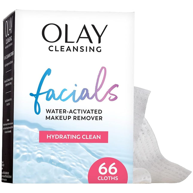 Olay Daily Facials Hydrating Cleansing Cloths, Moisturizing Makeup Remover, 66 Count
