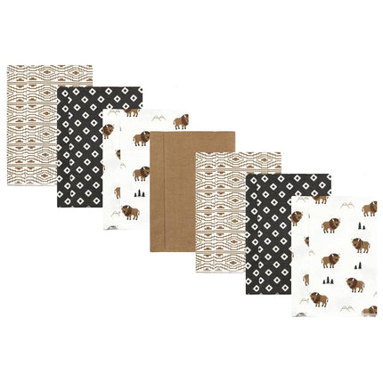 Hudson Baby Lot de 7 langes en flanelle de coton pour bébé, motif Wild Buffalo, taille unique