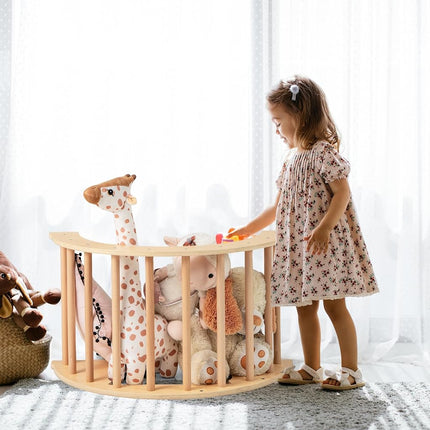INFANS Wooden Arch Climber Rocker with Soft Cushion, 6 in 1 Montessori Climbing Toys for Toddlers, Waldorf Indoor Table Baby Children Ladder Gym Learning Playset Kids Boys Girls (Natural)