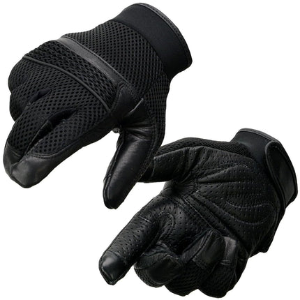 Gants de moto Milwaukee Leather MG7503 en cuir noir pour hommes, compatibles avec écran tactile, en maille, style course, avec réflecteur - 3X-Large
