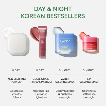 Laneige Neo Blurring Powder & Keychain Duo | Clip-On K-Beauty Setting Powder | Shine Control, Pore Blurring, On-the-Go Touch Ups | Electro Berry