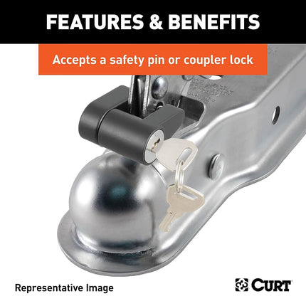 CURT 25100 Straight Tongue Trailer Coupler for 3-Inch Channel, 2-In Hitch Ball, 5,000 lbs