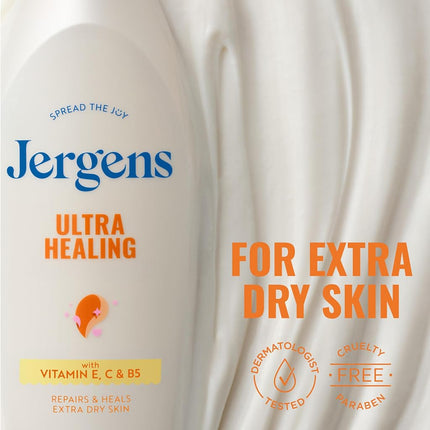 Jergens Ultra Healing Dry Skin Lotion, Hand and Body Moisturizer for Quick Absorption into Extra Dry Skin with Hydralucence Blend, Vitamins C, E and B5, White, 32oz