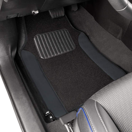 BDK Premium Gray Carpet Floor Mats for Cars - Universal Fit Interior 4-Piece Car Mats Full Set with Vinyl Heel Pad Protector - Cute Car Accessories Interior Floor Covers for SUVs & Trucks