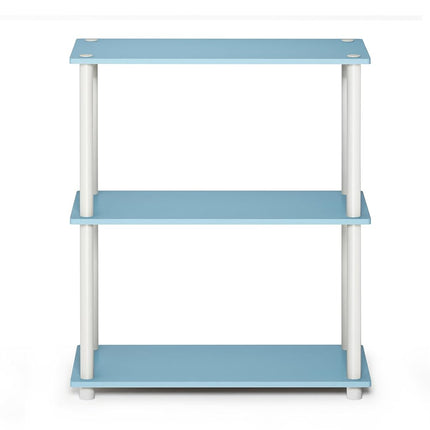 Furinno TURN-N-TUBE Storage Shelves, 3-Tier Book Shelf, Corner Shelf, Toolless Open Shelves, for Organization and Storage, Living Room, Garage, Home Office, Light Blue