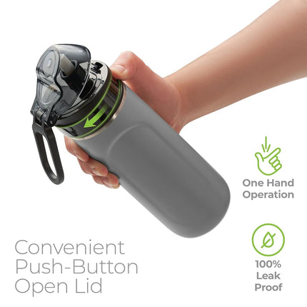 SipX™ Triple-Insulated Stainless Steel Water Bottle - 18oz. With Straw Lid, BPA-Free Reusable Insulated Water Bottle Keeps Cold For 12 Hours, Metal Water Bottle Made Of Sustainable Material For Hiking
