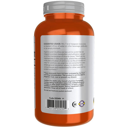 NOW Sports Nutrition, Arginine & Citrulline Powder, 12-Ounce